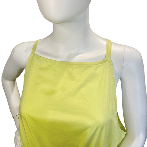 LOFT Pocket Midi Dress in Glowing Lime Drawstring Keyhole Back Size XL - Picture 6 of 8